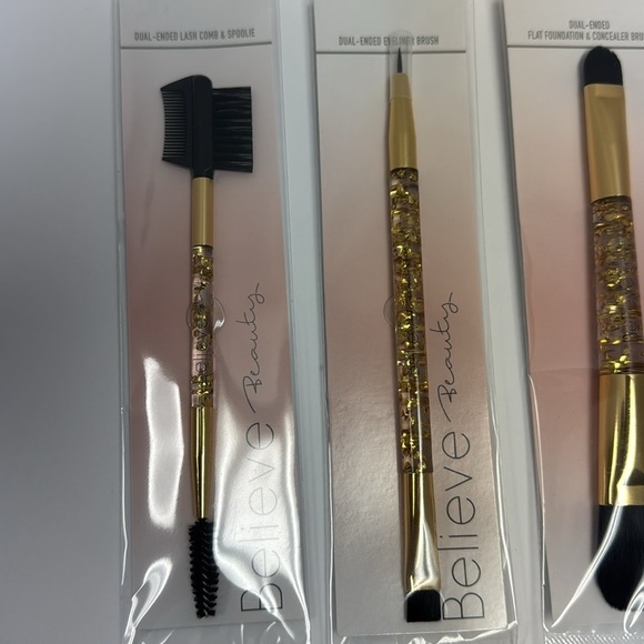 Believe beauty set of four new dual end makeup brushes brow, eyeliner eyeshadow - Picture 2 of 8